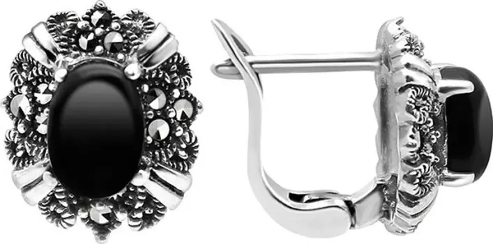 Серьги Марказит HE1173-oniks-mr