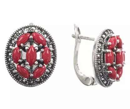 Серьги Марказит HE1353-korall-mr