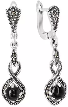 Серьги Марказит HE1505-oniks-mr