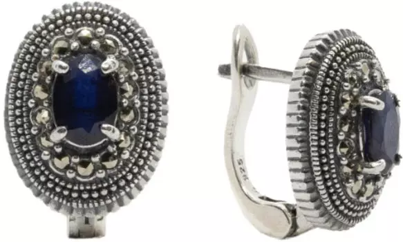 Серьги Марказит HE1518-korund-blue-mr
