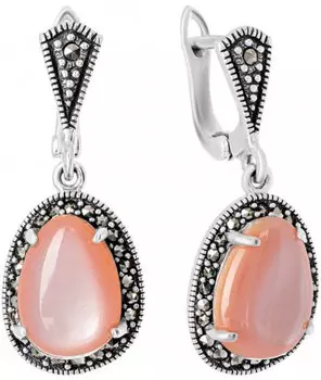 Серьги Марказит HE1602-perlamutr-rozovyj-mr