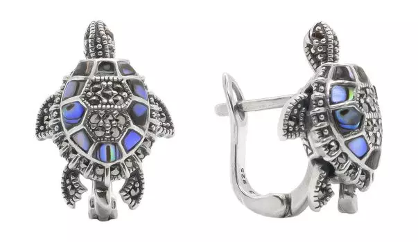 Серьги Марказит HE1605-perlamutr-abalon-mr