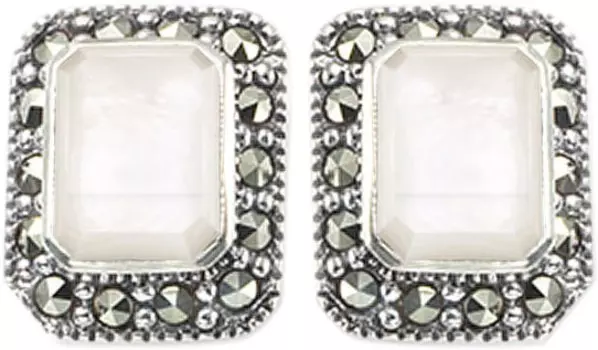 Серьги Марказит HE226-perlamutr-mr