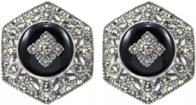 Серьги Марказит HE249-oniks-mr