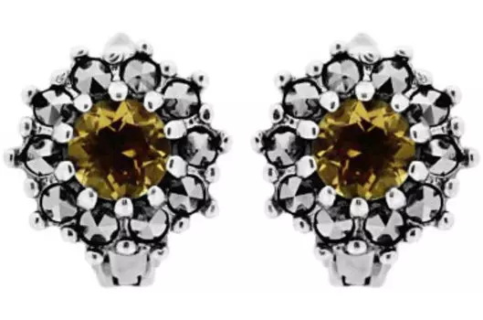 Серьги Марказит HE298-citrin-mr