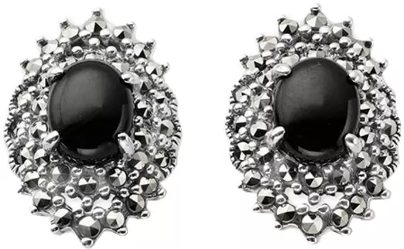 Серьги Марказит HE358-oniks-mr