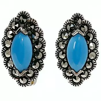 Серьги Марказит HE682-birjuza-mr