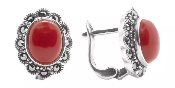 Серьги Марказит HE725-korall-mr