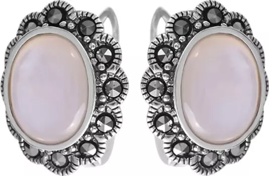 Серьги Марказит HE725-perlamutr-mr