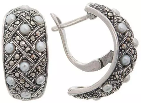 Серьги Марказит HE734-zhemchug-mr