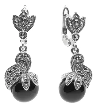 Серьги Марказит HE755-oniks-mr