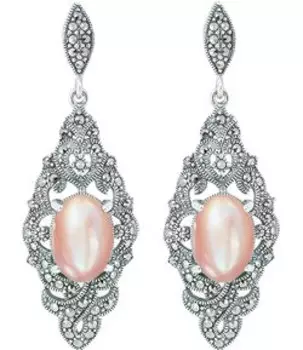 Серьги Марказит HE764-perlamutr-rozovyj-mr