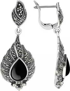 Серьги Марказит HE826-zhemchug-mr