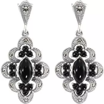 Серьги Марказит HE845-oniks-mr