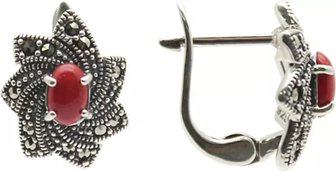 Серьги Марказит HE867-korall-mr