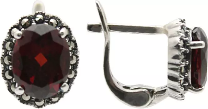 Серьги Марказит HE872-granat-mr