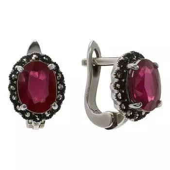 Серьги Марказит HE872-korund-red-mr