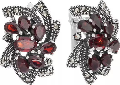 Серьги Марказит HE878-granat-mr