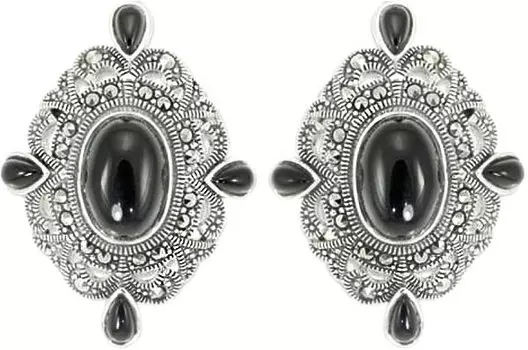 Серьги Марказит HE889-oniks-mr