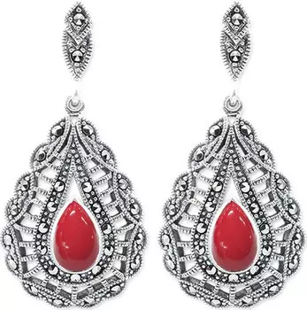 Серьги Марказит HE923-korall-mr