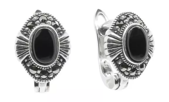 Серьги Марказит HE979-oniks-mr