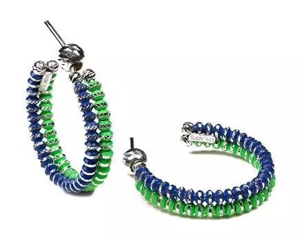 Серьги Sugar SG01031-TEMNO-SINIJ-ZELENYJ