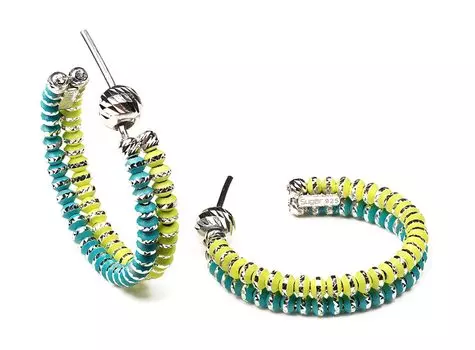 Серьги Sugar SG01031-ZHELTYJ-SVETLO-GOLUBOJ