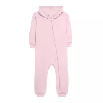 Комбинезон из футера с капюшоном с манжетами (6-9м Пудровый) LOLOCLO