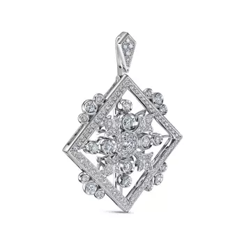 Брошь-подвеска с 138 бриллиантами белое золото 585