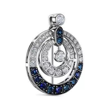 Брошь-подвеска с 44 бриллиантами белое золото 585