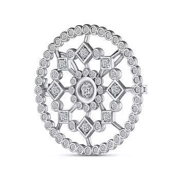 Брошь-подвеска с 69 бриллиантами белое золото 585