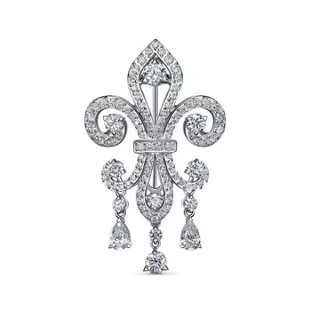 Брошь с 108 бриллиантами белое золото 585