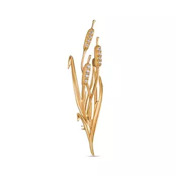 Брошь с 12 бриллиантами желтое золото 585