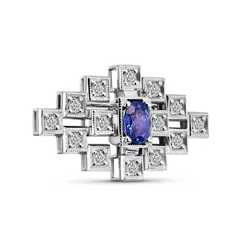 Брошь с 15 бриллиантами белое золото 585