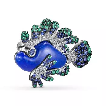 Брошь с 194 бриллиантами белое золото 585