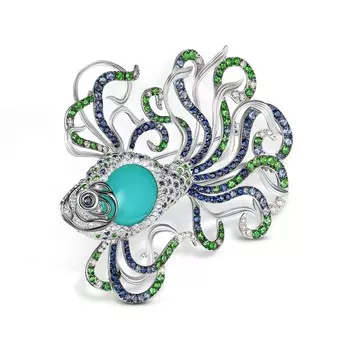 Брошь с 279 бриллиантами белое золото 585