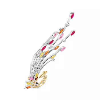 Брошь с 43 бриллиантами белое/желтое золото 585