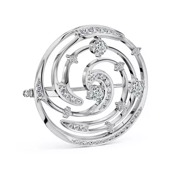 Брошь с 44 бриллиантами белое золото 750