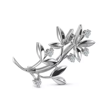 Брошь с 5 бриллиантами белое золото 585