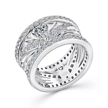 Кольцо с 104 бриллиантами белое золото 585