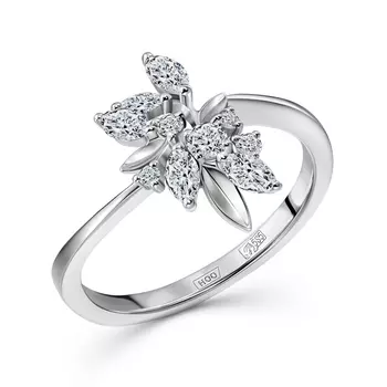 Кольцо с 10 бриллиантами белое золото 585