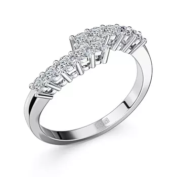 Кольцо с 10 бриллиантами белое золото 585