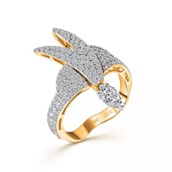 Кольцо с 111 бриллиантами белое/желтое золото 750