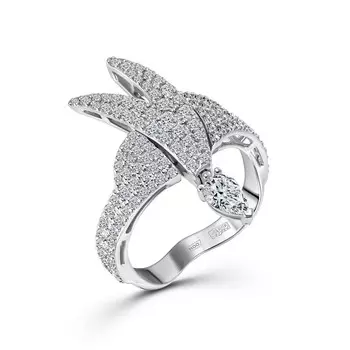 Кольцо с 111 бриллиантами белое золото 585