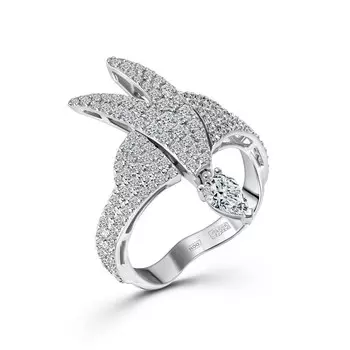 Кольцо с 111 бриллиантами белое золото 585