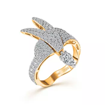 Кольцо с 112 бриллиантами белое/желтое золото 585