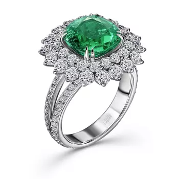 Кольцо с 113 бриллиантами белое золото 750