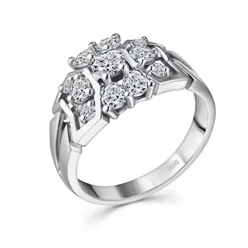 Кольцо с 11 бриллиантами белое золото 585