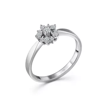 Кольцо с 11 бриллиантами белое золото 585