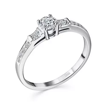 Кольцо с 11 бриллиантами белое золото 585